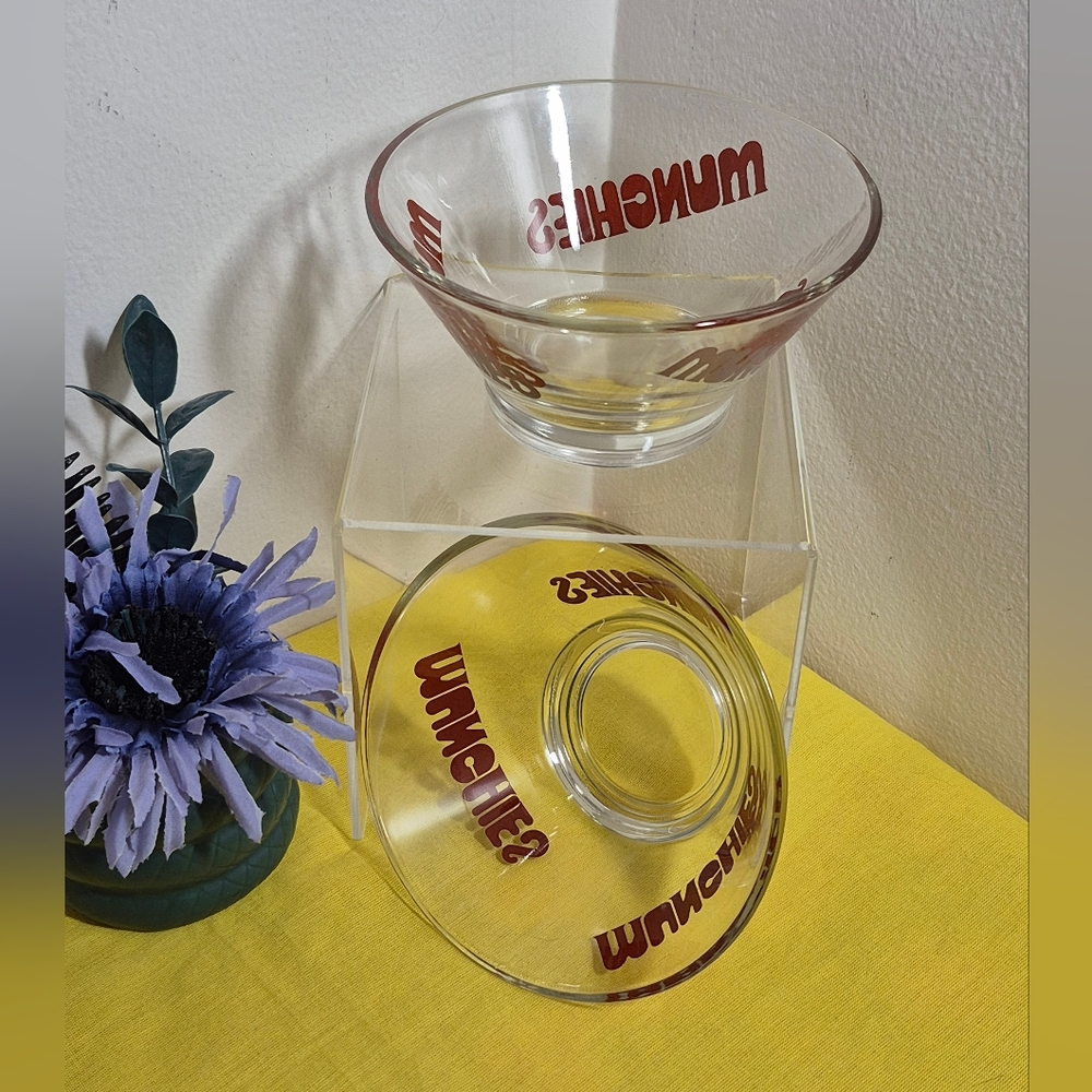 Set of 2 Vintage 1970s MCM Wheaton Glass Munchies Snack Bowls